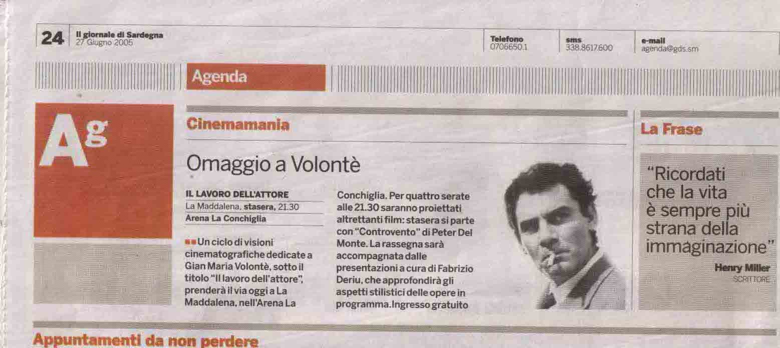 Il Giornale di Sardegna (Agenda) 27 giu 2005