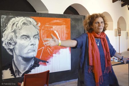 La Valigia dell'Attore 2017 - mostra live painting di Tina Loiodice "Volti del Cinema" - foto di Fabrizio Ena